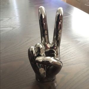 Mirrored Finish Peace Hand Gesture Decor